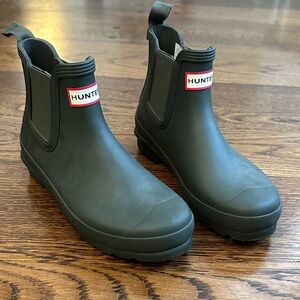Hunter Dark Green Ankle Rain Boots